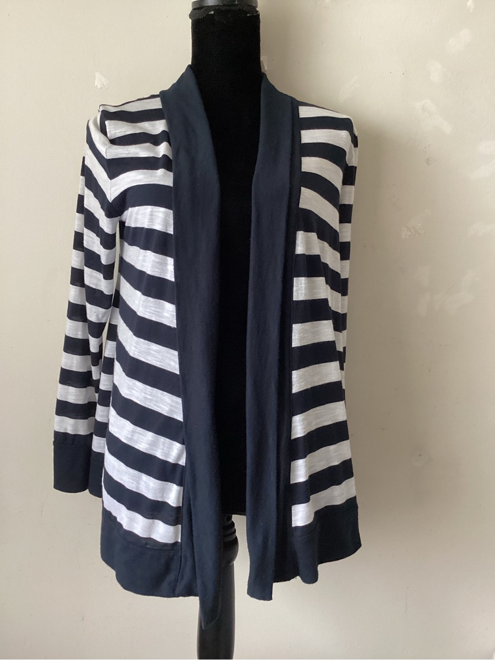Banana Republic Striped Navy , black and White Open Cardigan Sweater